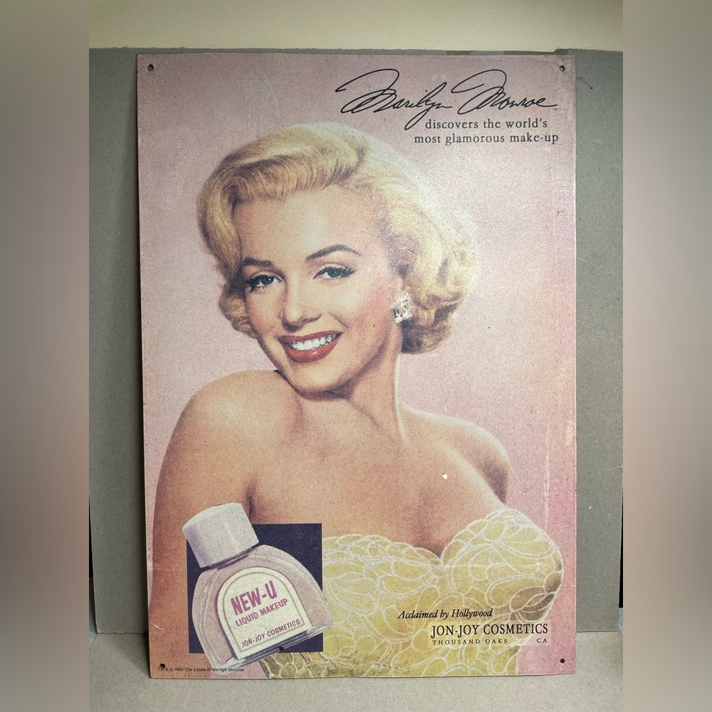 Marilyn Monroe Joy Joy Cosmetics 11x16 1995 Tin Wall Decor - Picture 1 of 5